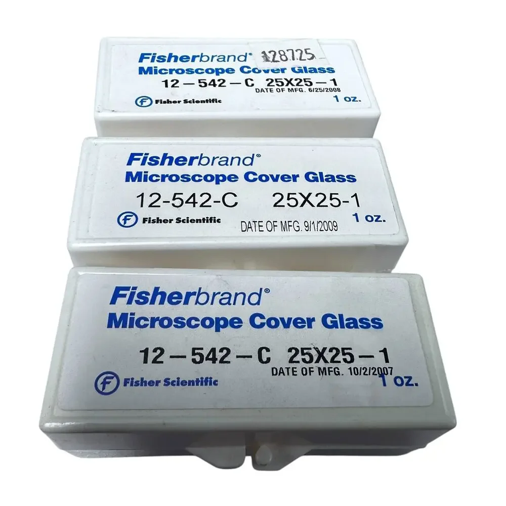 Lot of 3 Fisher Scientific Microscope Cover Glass 12-542-C 25x25-1 1 Oz